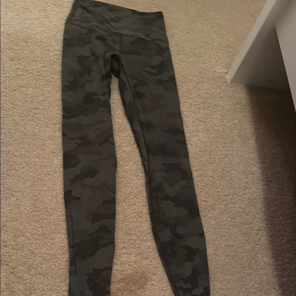 Green Camo Lululemon Align Pant 28"